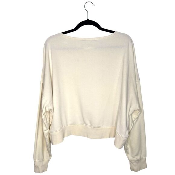 Champion Women’s Large Campus French Terry Crew Neck Sweatshirt Cream Relaxed - Picture 5 of 7